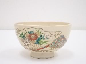 京焼　鳴滝窯造　色絵扇面茶碗